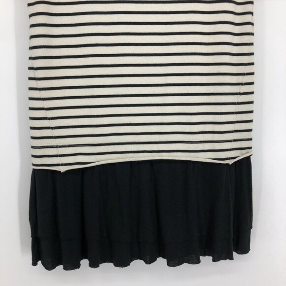 Free People Beach Striped ShortSleeve RoundNeck Top w Black Ruffle Peplum Hem XS - Picture 11 of 14